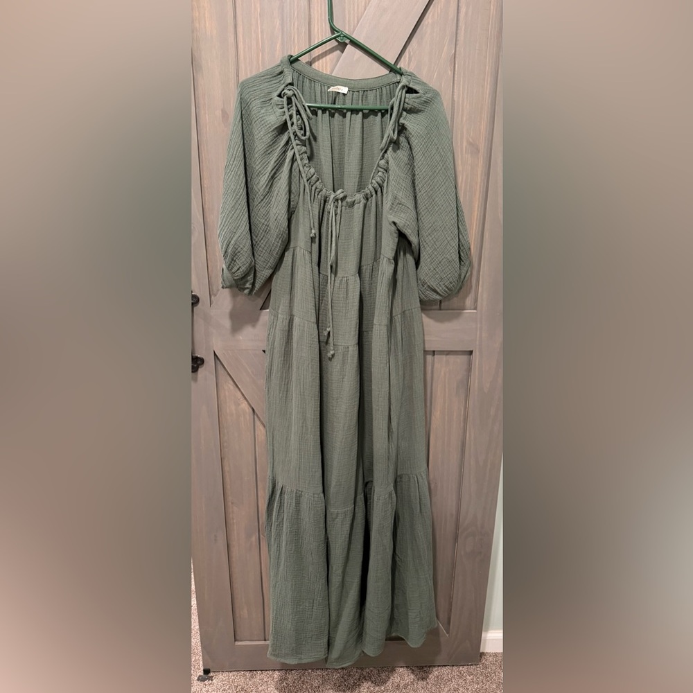 Chic Olive Long Sleeve Maxi Dress